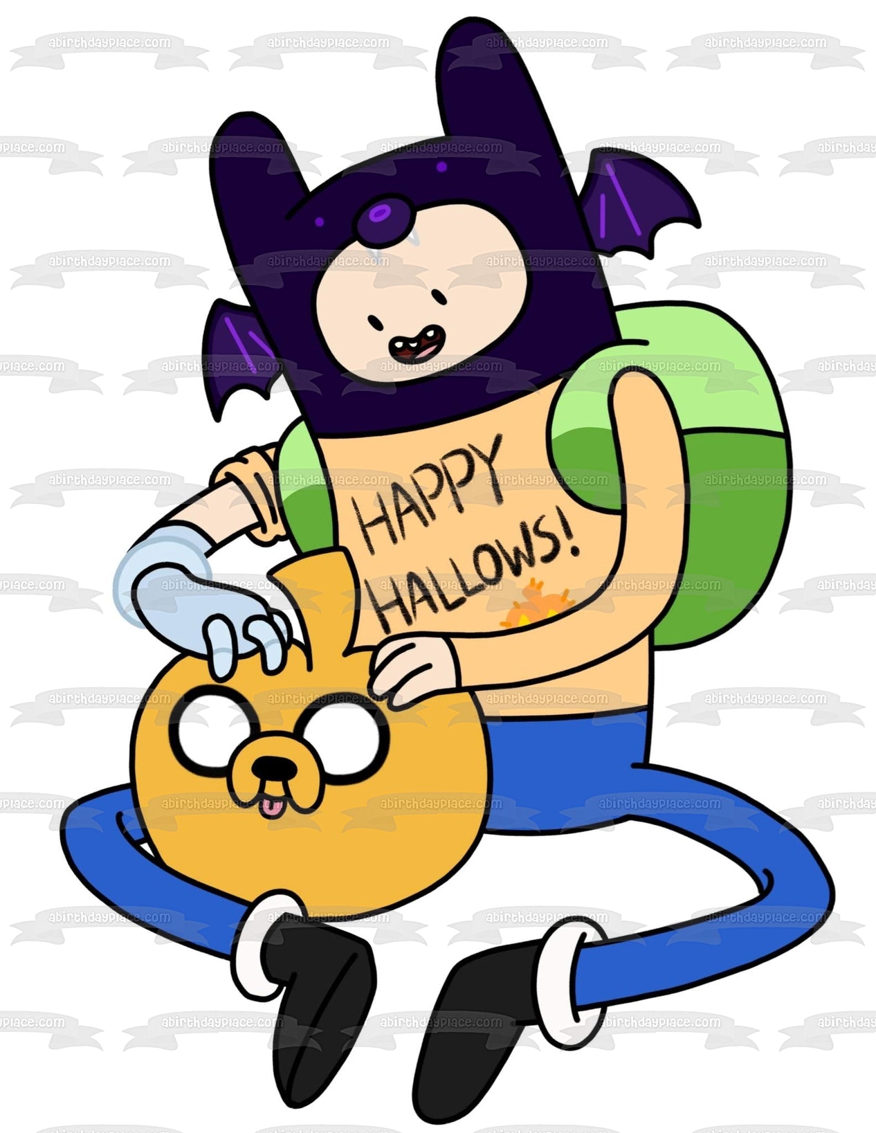 Hora de aventuras Feliz Halloween Finn Jake Truco o trato Adorno comestible para tarta Imagen ABPID52693 