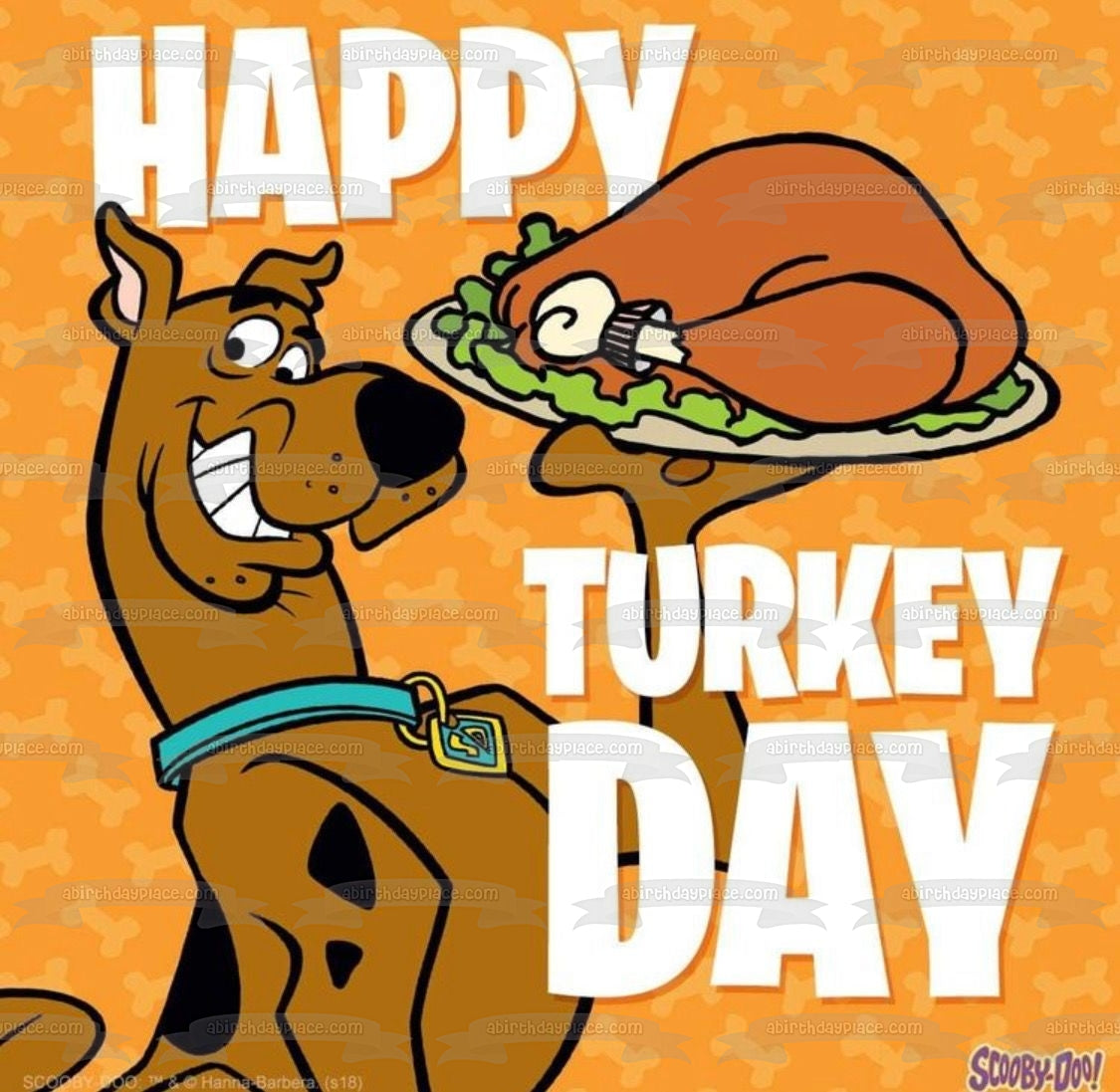 Scooby-Doo Feliz Día del Pavo Feliz Día de Acción de Gracias Pavo Adorno comestible para tarta Imagen ABPID52725 