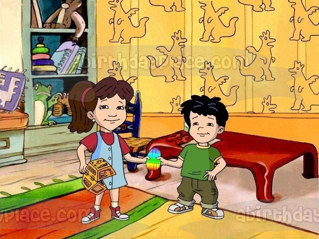 Imagen de decoración comestible para tarta con diseño de Dragon Tales, escala mágica, Max y Emmy, ABPID52750 