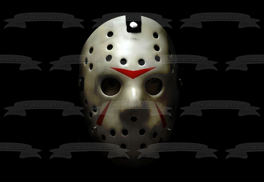 Viernes 13 Máscara de hockey Jason Voorhees Scary Halloween Película de terror Imagen comestible para decoración de tarta ABPID52753 