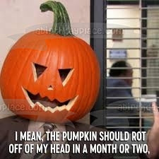 The Office Happy Halloween Meme Dwight Cabeza de calabaza Imagen comestible para decoración de tarta ABPID52763 