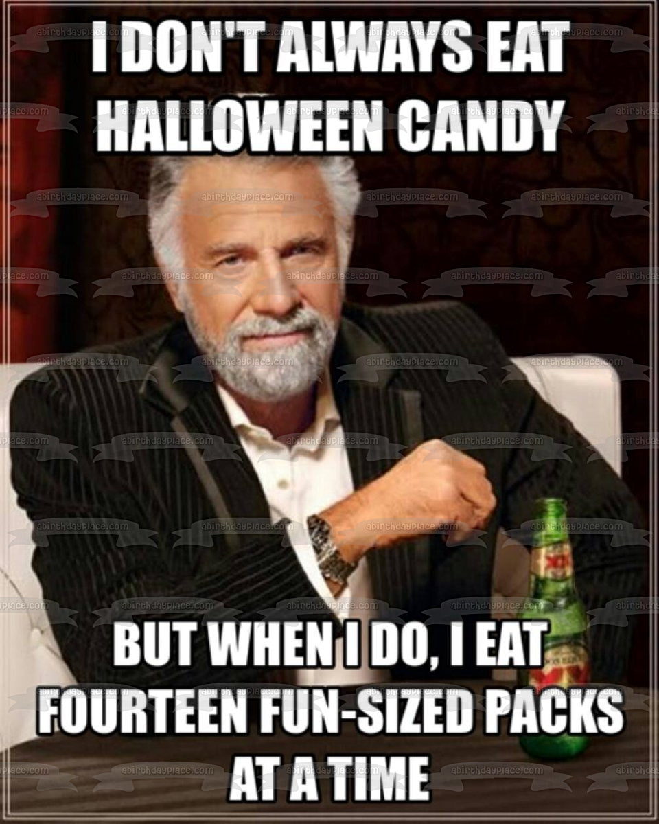 Meme de Halloween Jonathan Goldsmith, el hombre más interesante del mundo "No siempre como dulces de Halloween..." Imagen de adorno comestible para pastel ABPID52767 