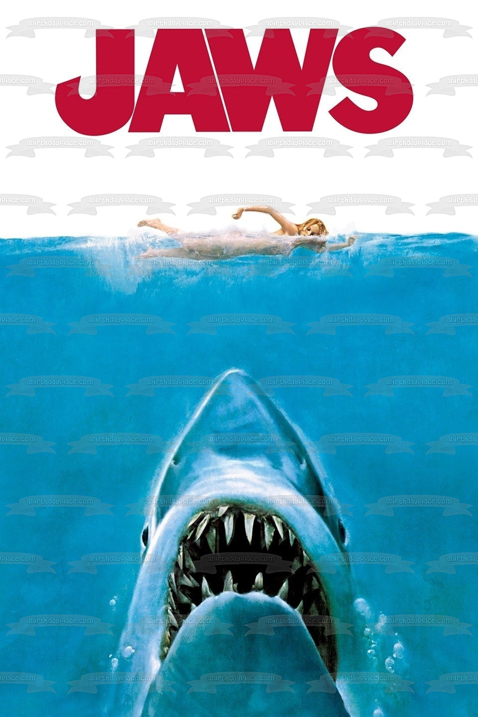 Jaws Movie Poster Classic Horror Film Shark Edible Cake Topper Image ABPID52788