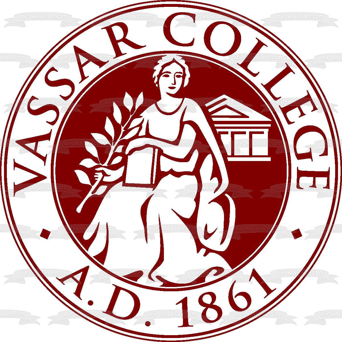 Vassar College AD 1861 Imagen de decoración comestible para tarta de la Ivy League femenina ABPID52852 