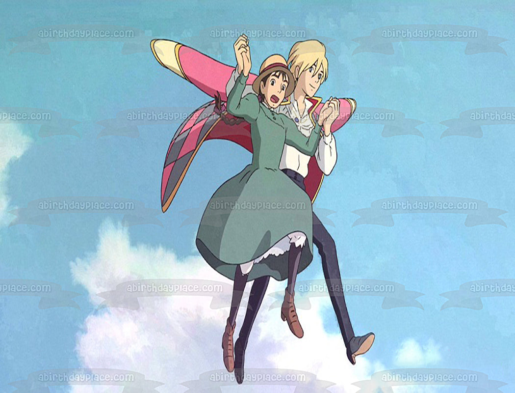 Howls Moving Castle Howl Jenkins Pendragon Sophie Hatter Studio Ghibli Animación Decoración comestible para tarta Imagen ABPID52875 