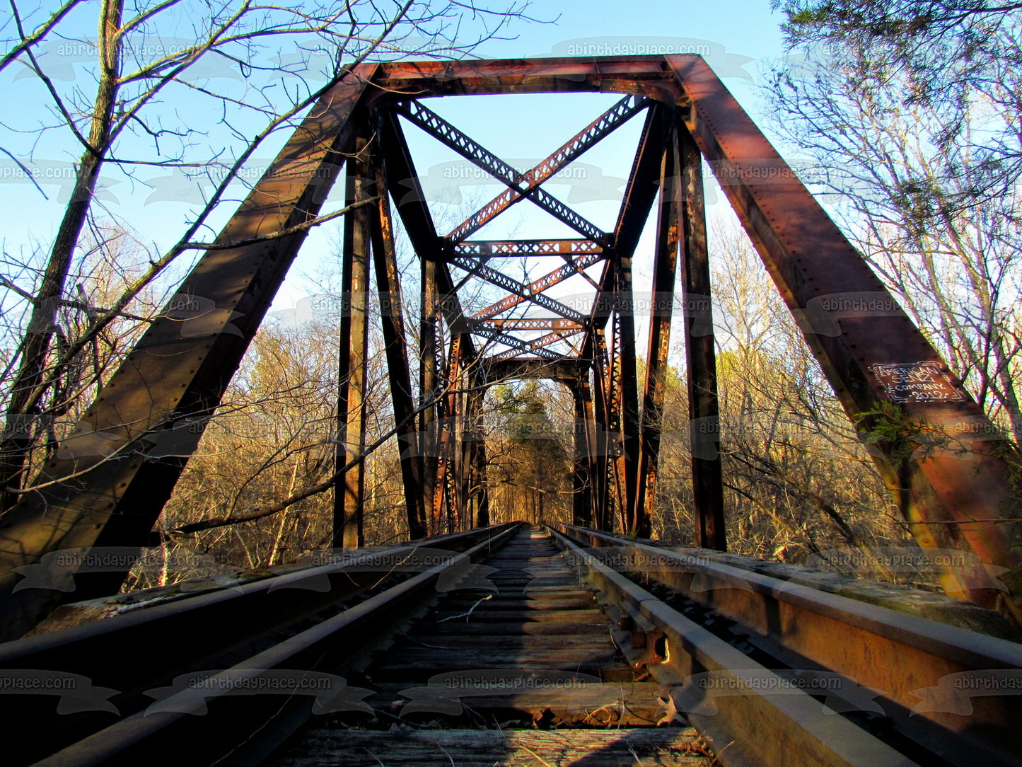 Imagen de decoración comestible para tartas de ferrocarril, vía de tren, puente, ingeniería, ABPID52890 