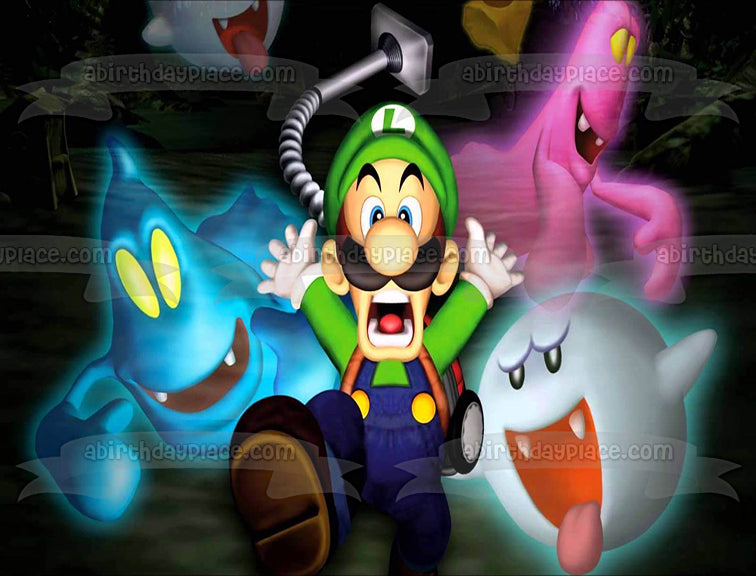 Luigi's Mansion Luigi Ghosts Scary Video Game Edible Cake Topper Imagen ABPID52910 