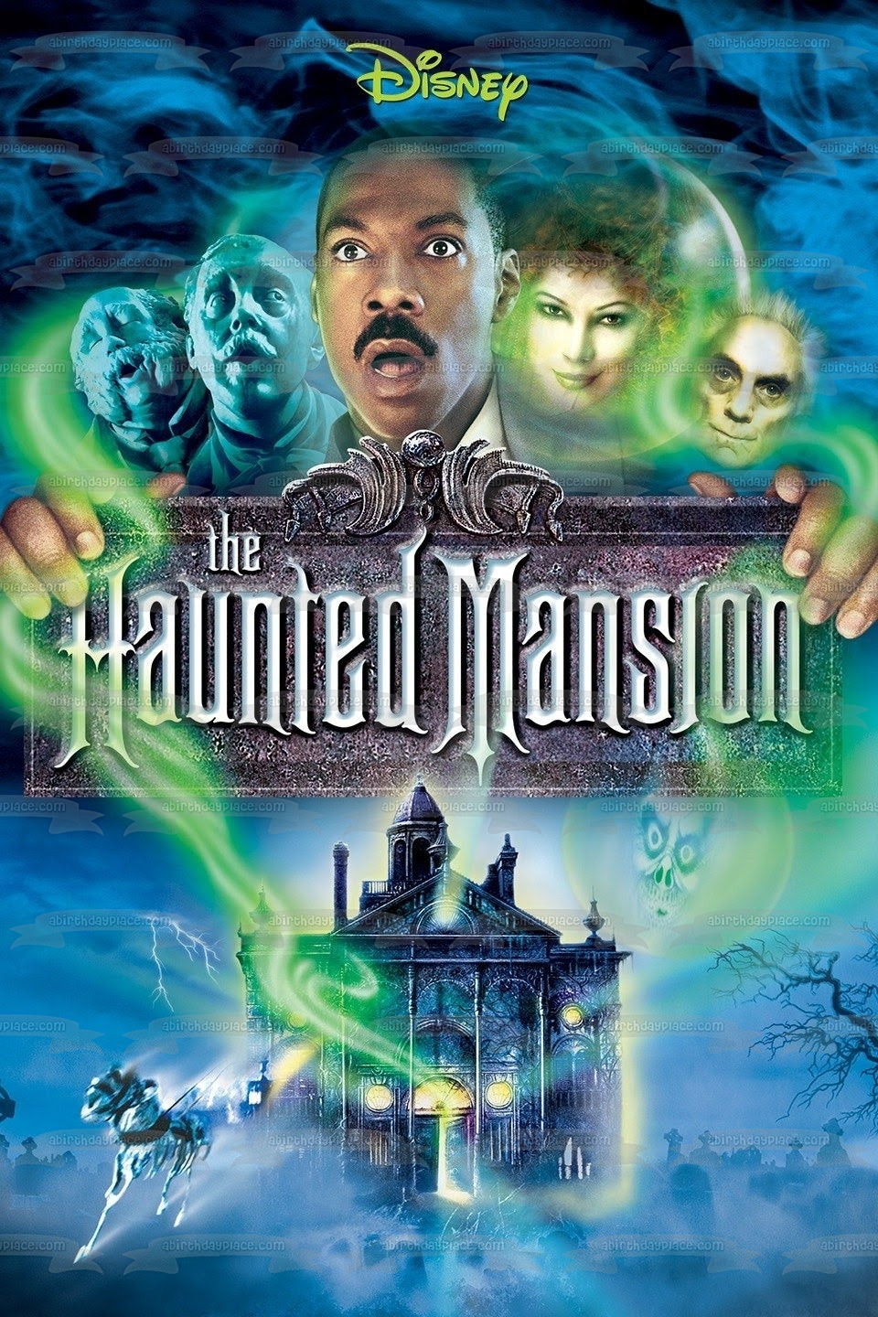 Disney the Haunted Mansion Movie Poster Eddie Murphy Edible Cake Topper Image ABPID52962