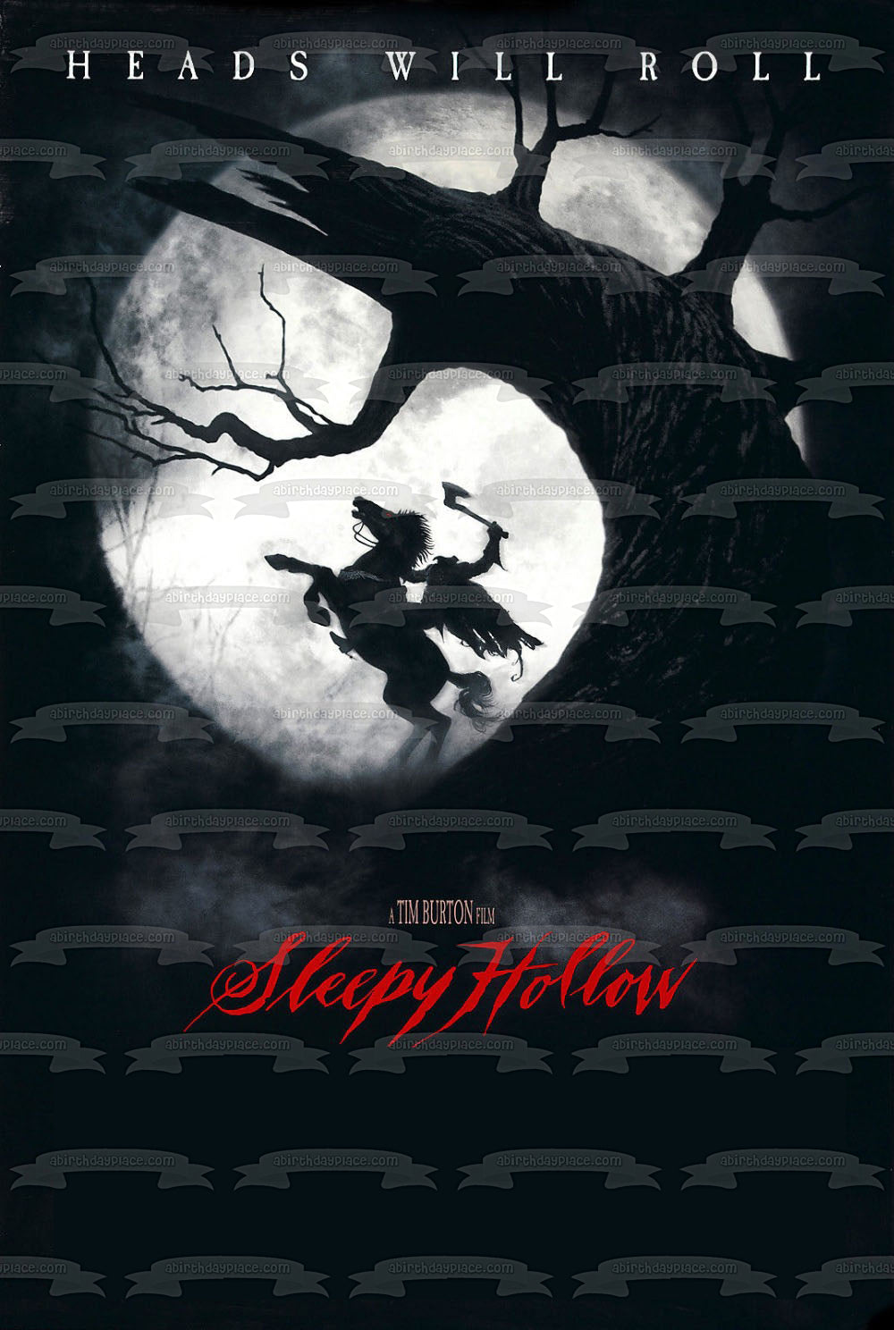 Póster de la película Sleepy Hollow Tim Burton, decoración comestible para tarta, imagen ABPID52969 