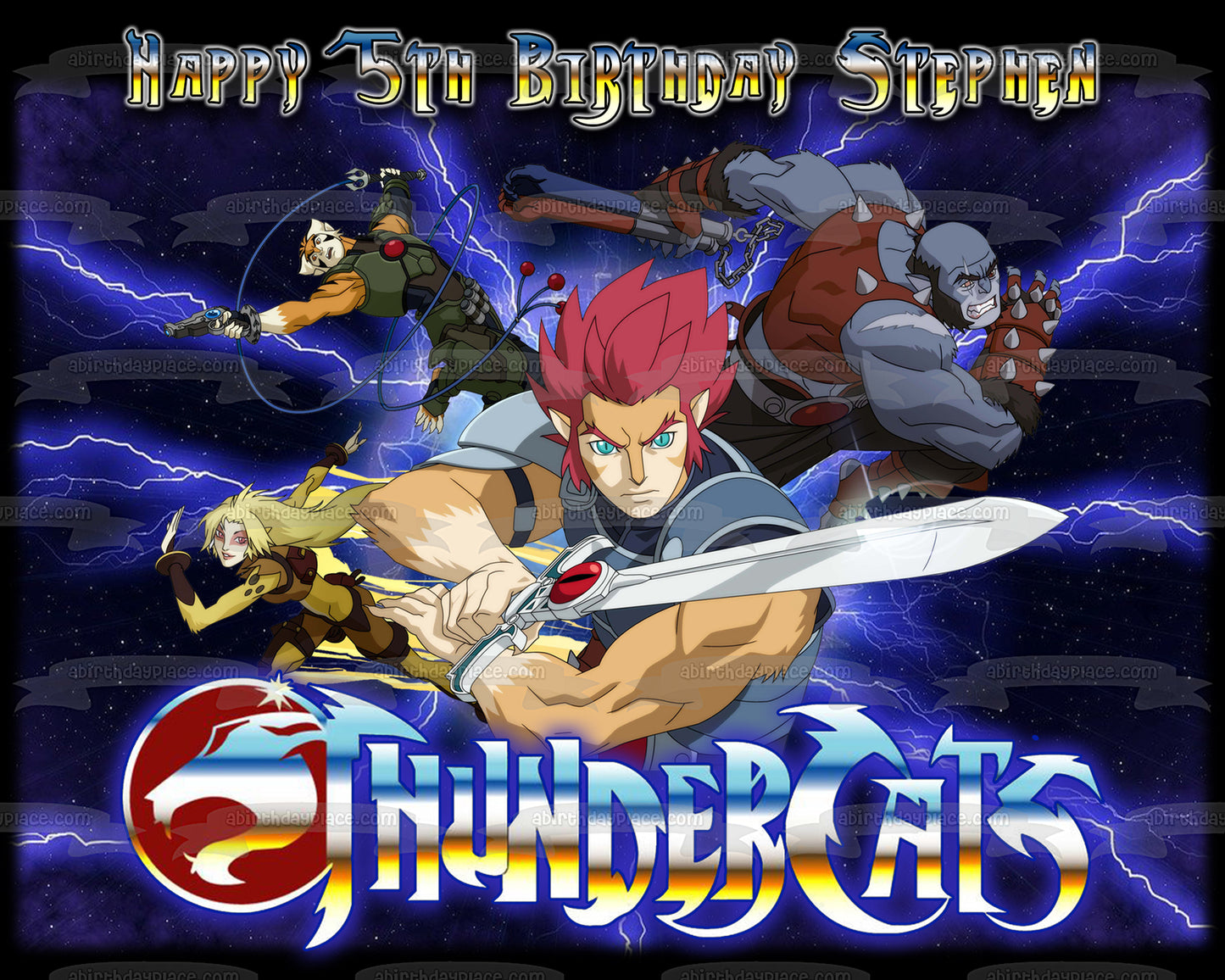 Thundercats Lion-O Cheetara Panthro Tygra Happy Birthday Your Personalized Name Edible Cake Topper Image ABPID52999