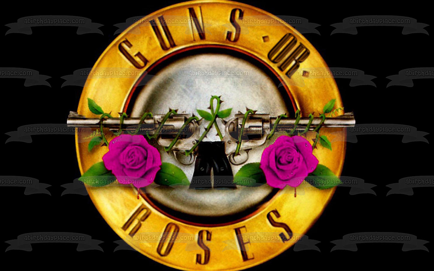 Imagen de decoración comestible para tarta con revelación de género de Guns or Roses ABPID53018 