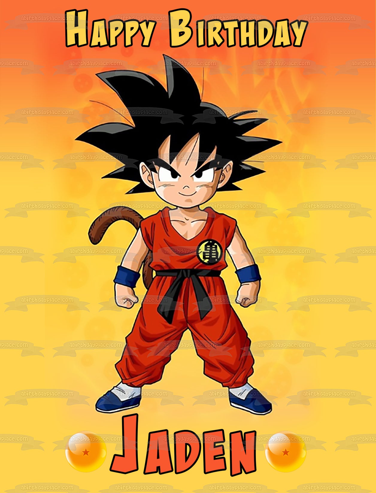 Young Goku Dbz Dragon Ball Z Anime Serie Animada Feliz Cumpleaños Nombre Personalizado Adorno Comestible Para Tarta Imagen ABPID53185 