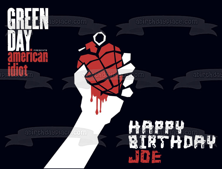 Imagen personalizable de Green Day American Idiot Album Rock Pop Punk Feliz cumpleaños comestible para tarta ABPID53188 