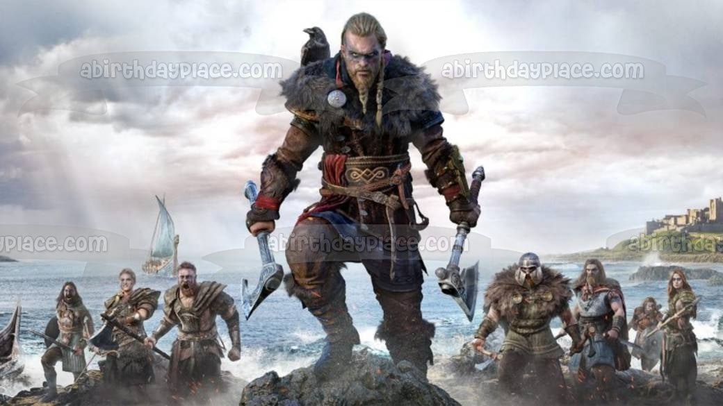 Assassins Creed Valhalla Norse Viking Videojuego Decoración comestible para tarta Imagen ABPID53222 