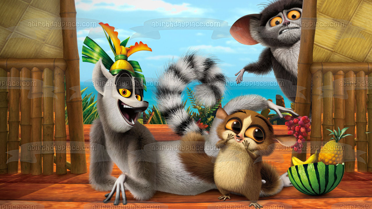 All Hail King Julien Maurice Mort Madagascar Película animada Programa de televisión Dibujos animados Imagen comestible para pastel ABPID53253 