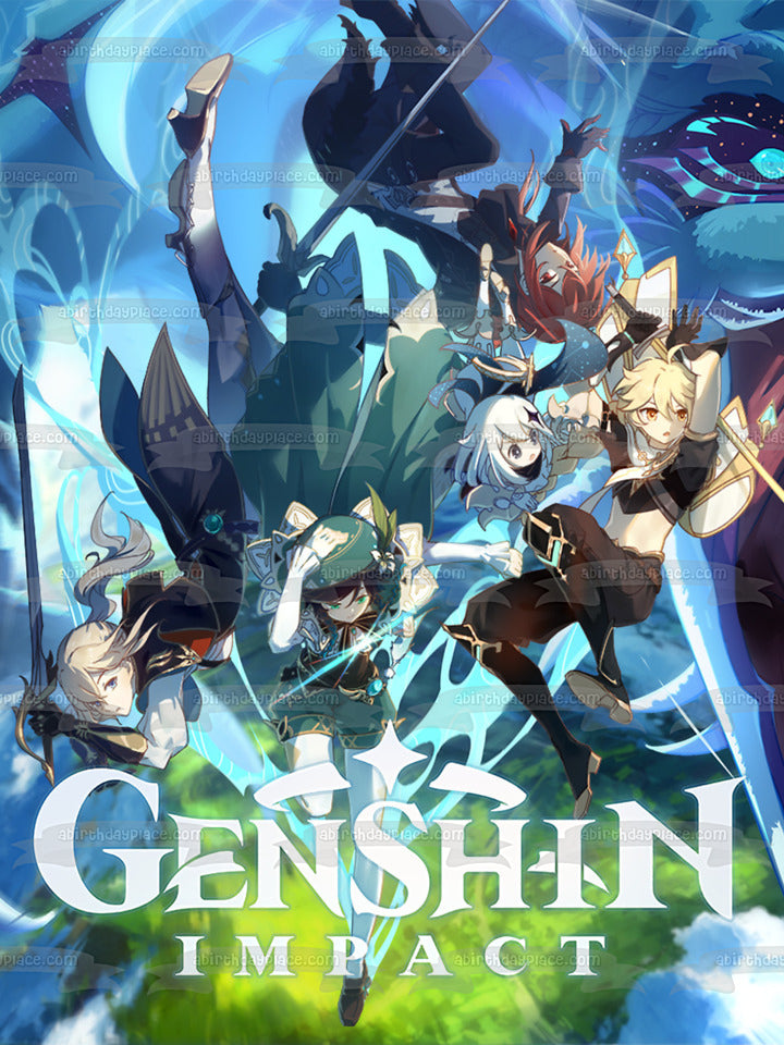 Genshin Impact Portada del videojuego Bennet Venti Imagen comestible para decoración de tarta ABPID53330