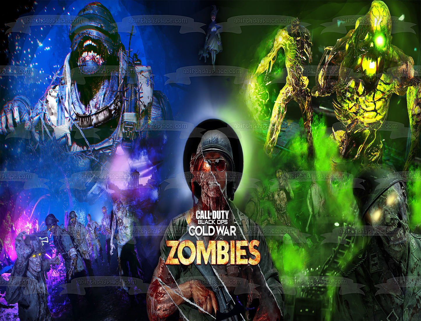 Call of Duty Black Ops Cold War Zombies Megaton Zombie Decoración comestible para tarta Imagen ABPID53366 