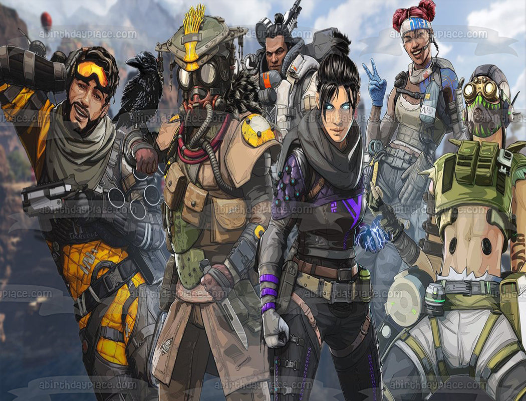 Apex Legends Octane Wraith Lifeline Mirage Bloodhound Gibraltar Edible Cake Topper Image ABPID53436