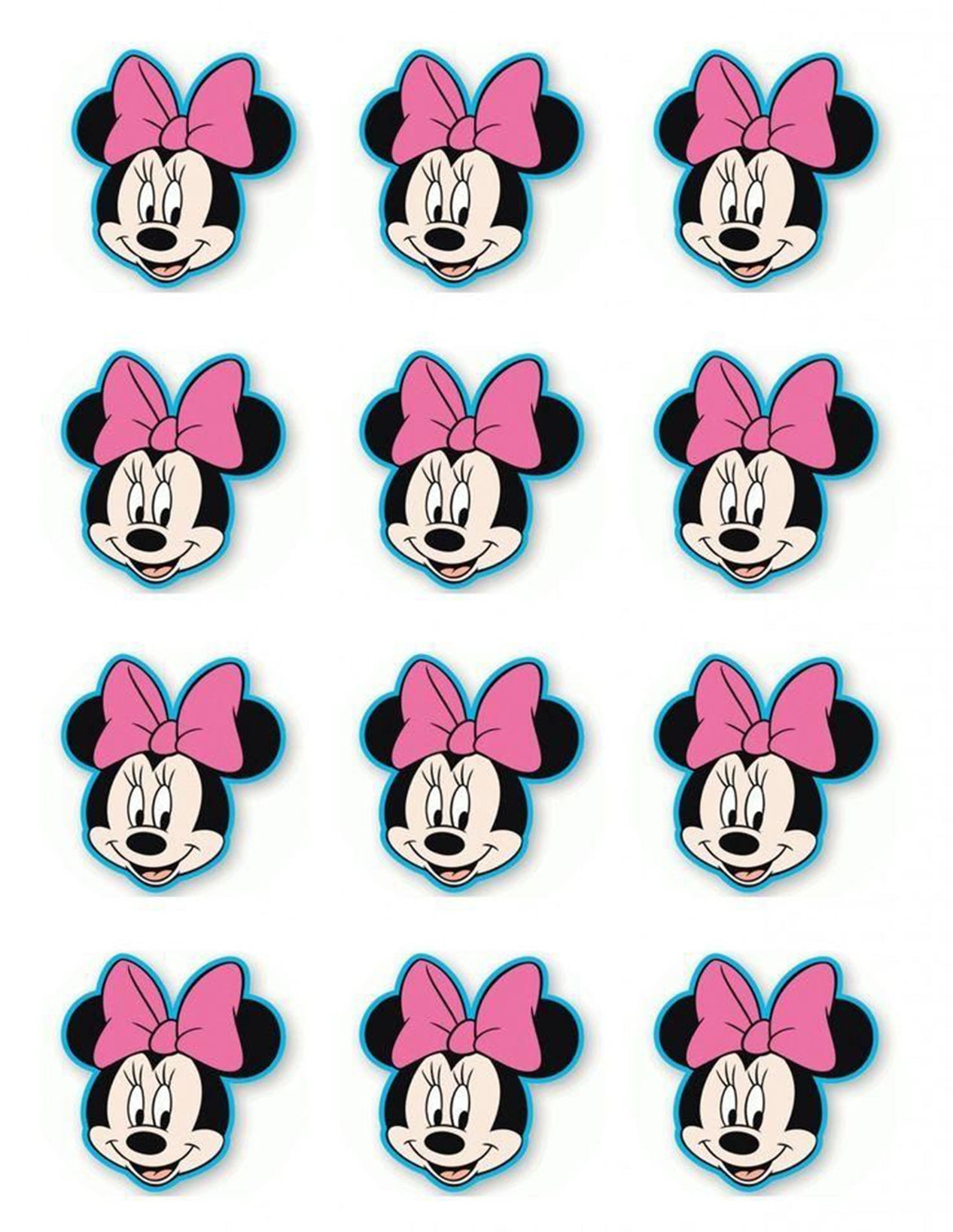 Minnie Mouse Face Disney 12 Count Cupcake Toppers Edible Cupcake Topper Images ABPID53488