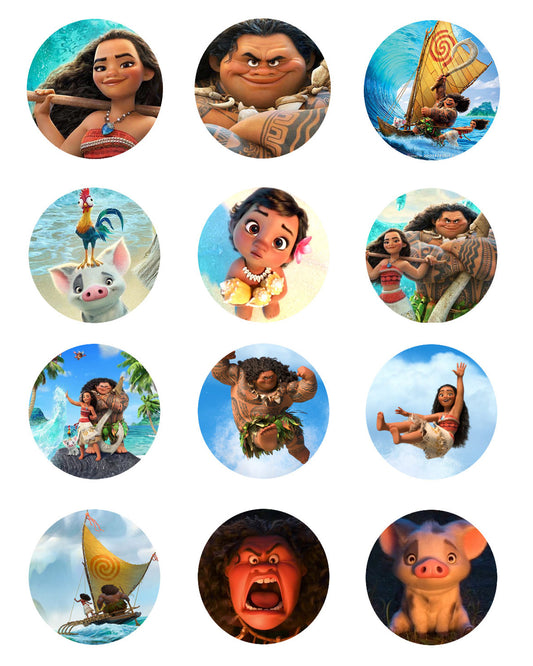 Moana Disney  Hei Hei Pua Maui  12 Count Cupcake Toppers Edible Cupcake Topper Images ABPID53490