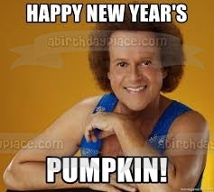 Happy New Year's Pumpkin! Richard Simmons New Year Resolutions Edible Cake Topper Image ABPID53551