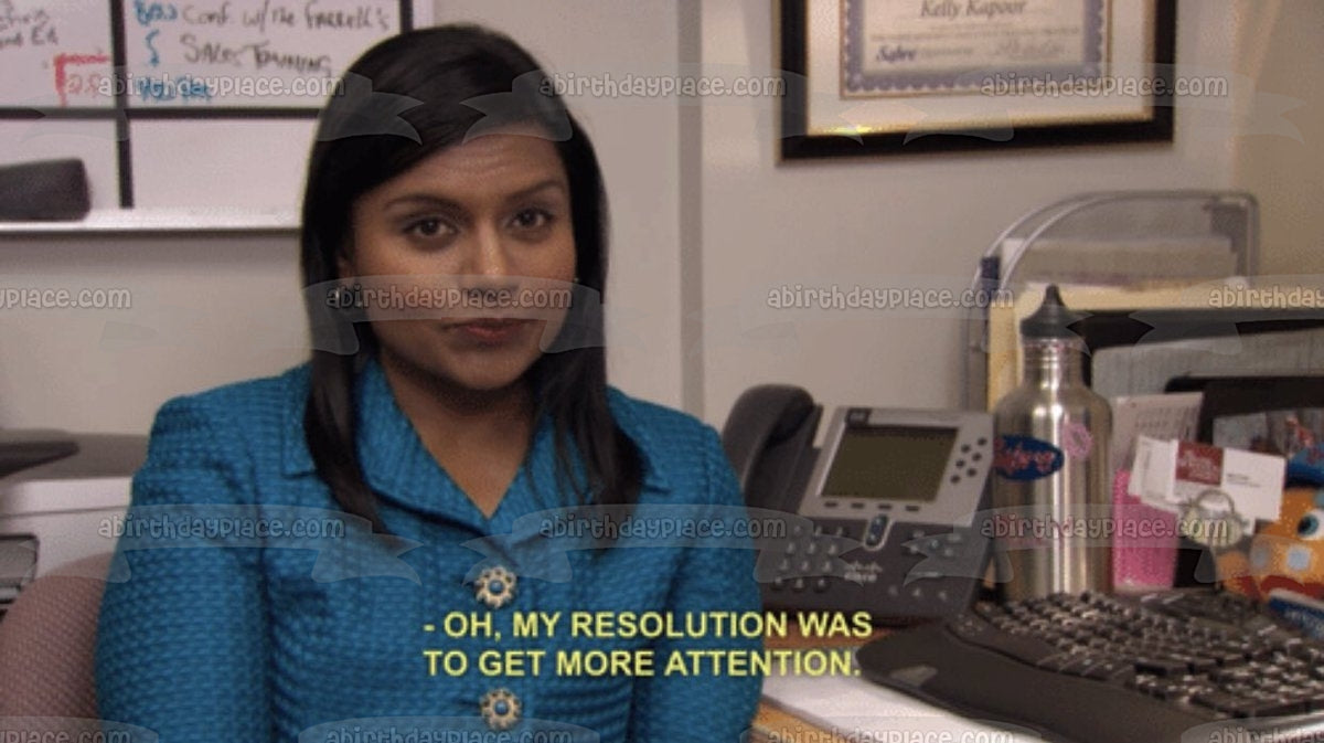 The Office Kelly Kapoor New Year's Resolution Happy New Year Edible Cake Topper Image ABPID53556