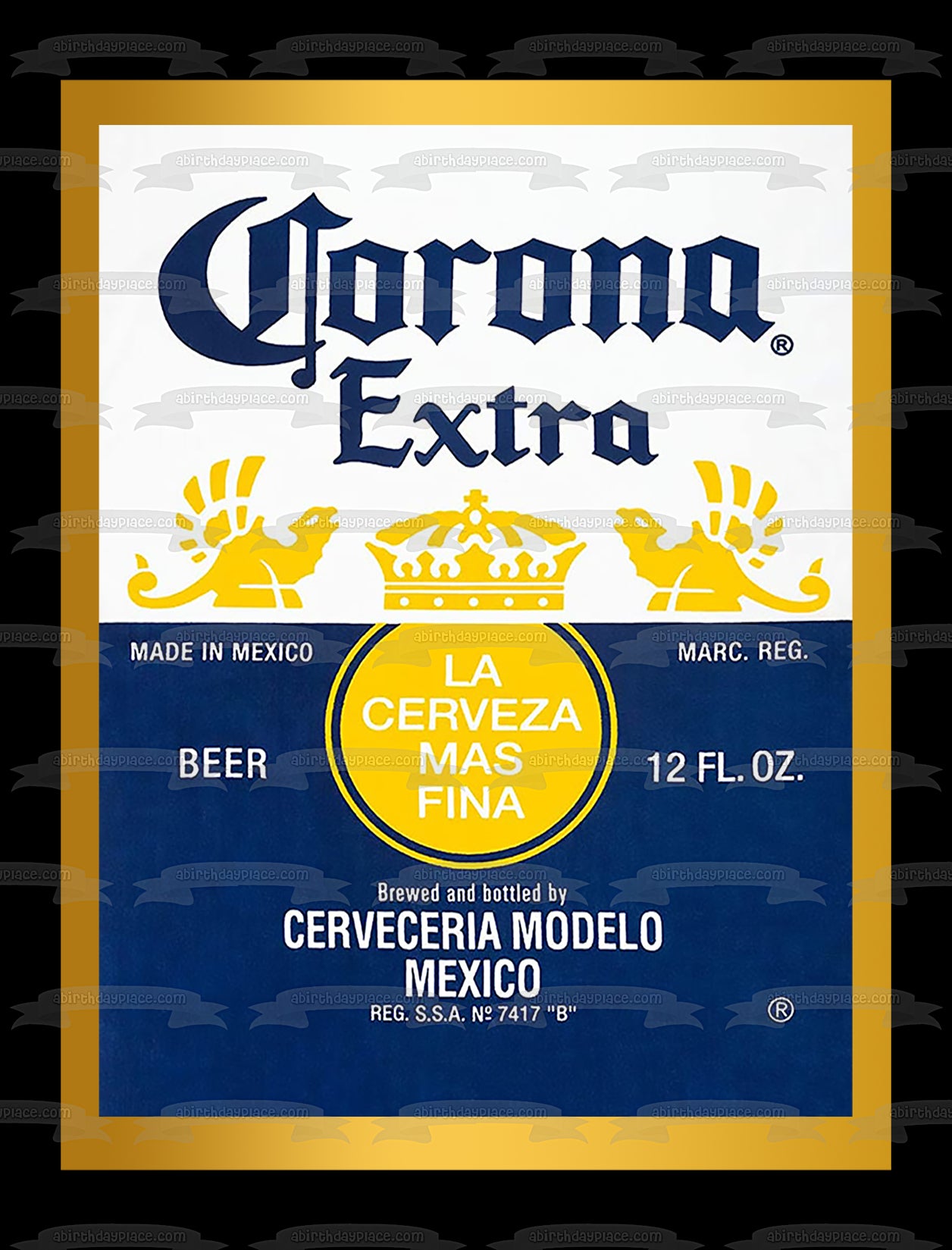 Corona Extra Cerveza México Etiqueta De Alcohol Logo Adorno Comestible Para Pastel Imagen ABPID53560 