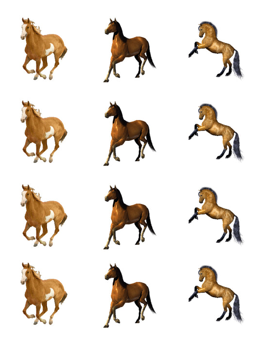 12 Count Assorted Horses Cupcake Toppers Edible Cupcake Topper Images ABPID53615