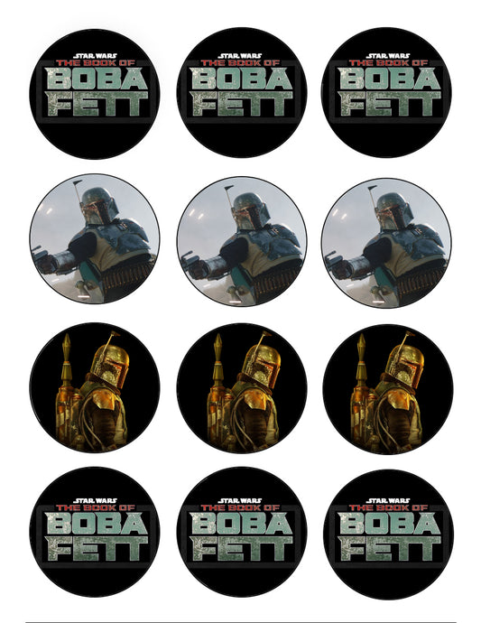 The Book of Boba Fett Star Wars Mandalorian Bounty Hunter 12 Count Cupcake Edible Cupcake Topper Images ABPID53705