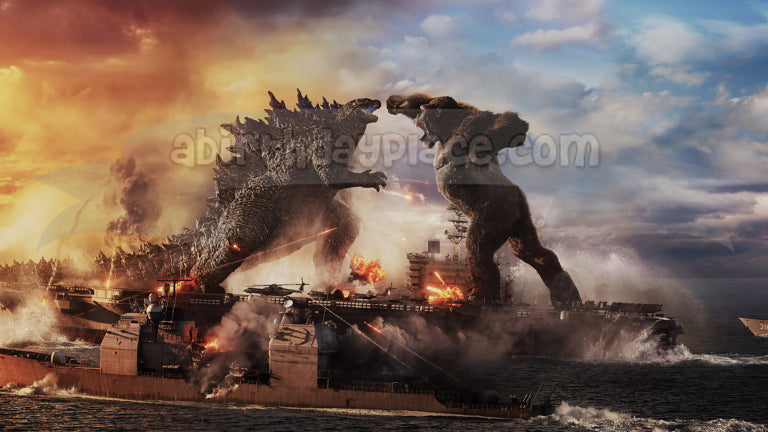 Godzilla vs. Póster de la película Kong, escena de lucha, monstruos, decoración comestible para tarta, imagen ABPID53708 