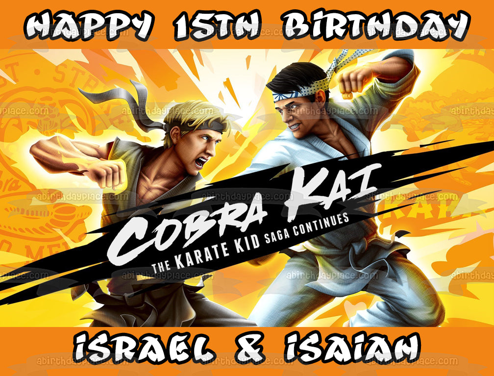 Cobra Kai The Karate Kid Saga continúa videojuego feliz cumpleaños personalizable comestible decoración para tarta imagen ABPID53709 