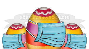 Feliz Pascua Huevos de Pascua con máscaras Imagen comestible para decoración de tarta ABPID53738 