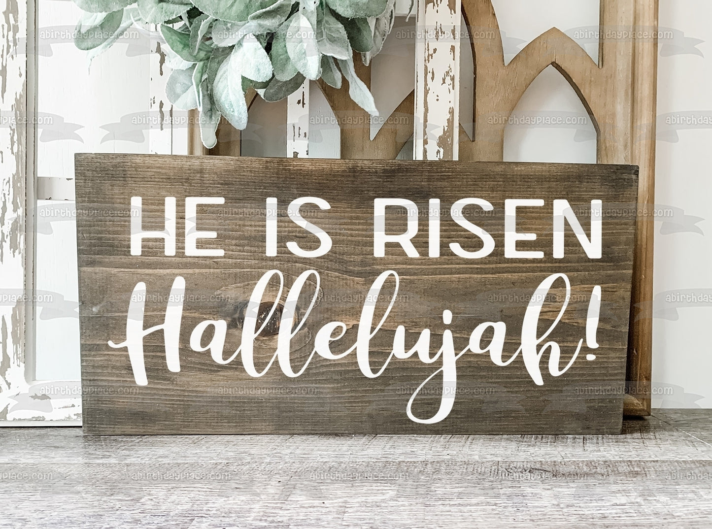 He Is Risen Hallelujah! Happy Easter Edible Cake Topper Image ABPID53753