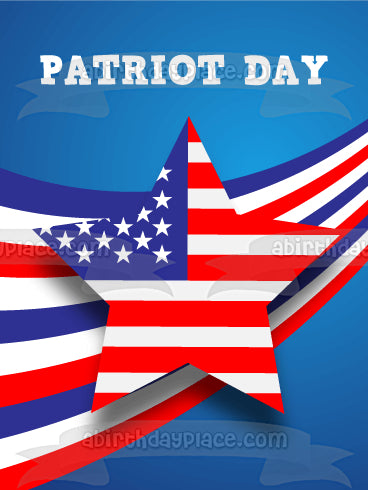 Patriot's Day American Flag Edible Cake Topper Image ABPID53756