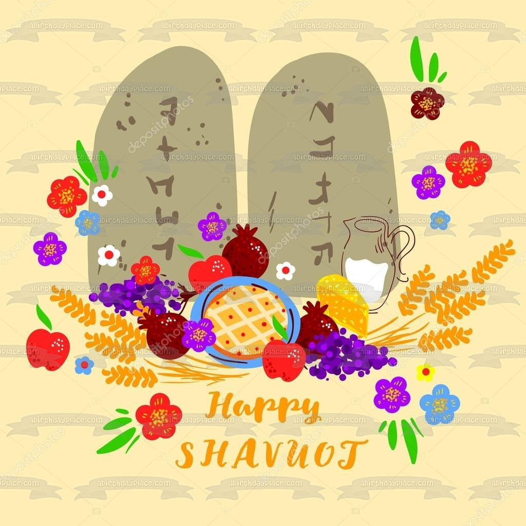 Happy Shavuot Fruit Flowers Edible Cake Topper Image ABPID53822 – A ...