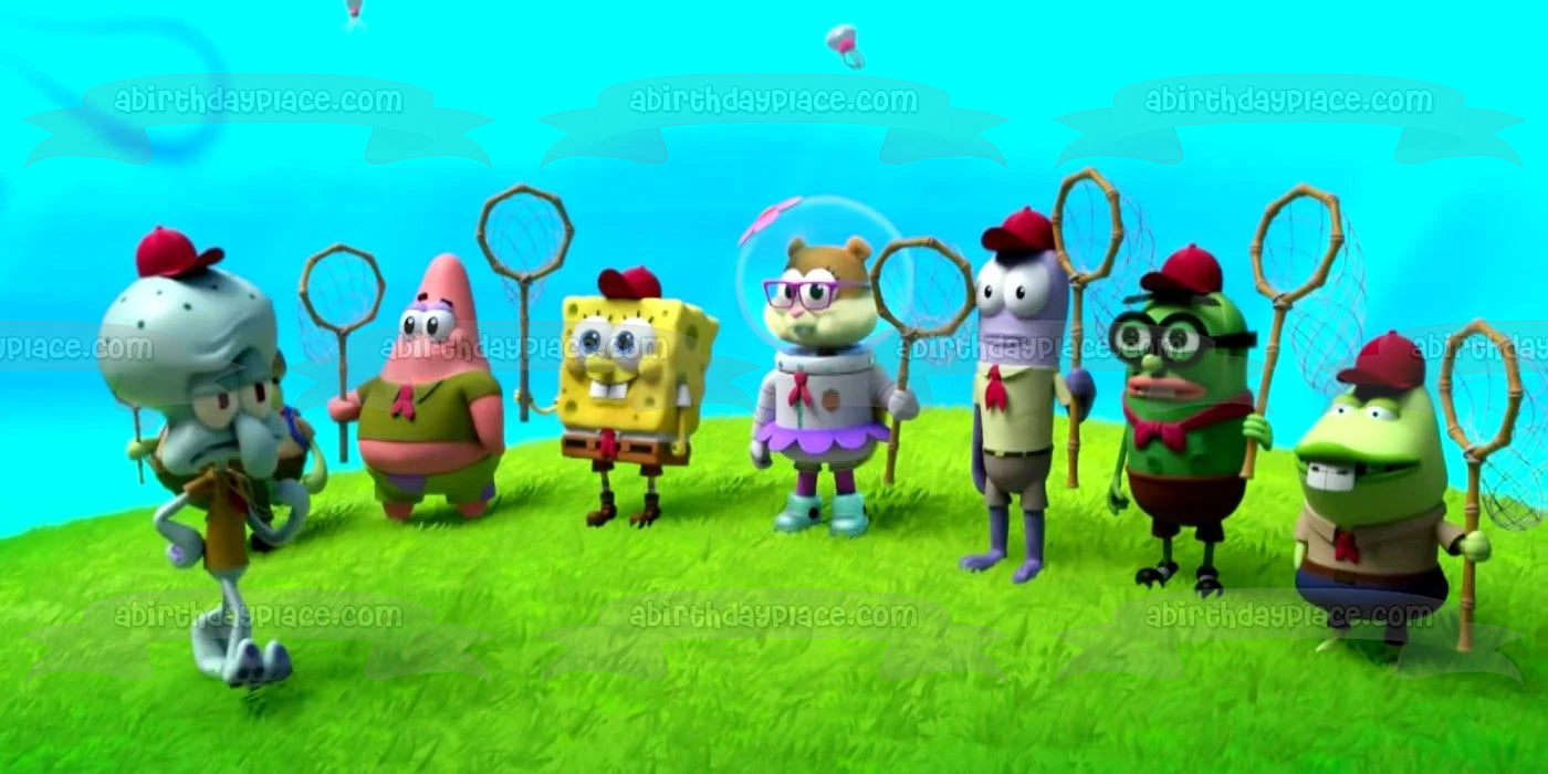 Kamp Koral: Los primeros años de Bob Esponja Patrick Sandy Squidword Adorno comestible para tarta Imagen ABPID53862 