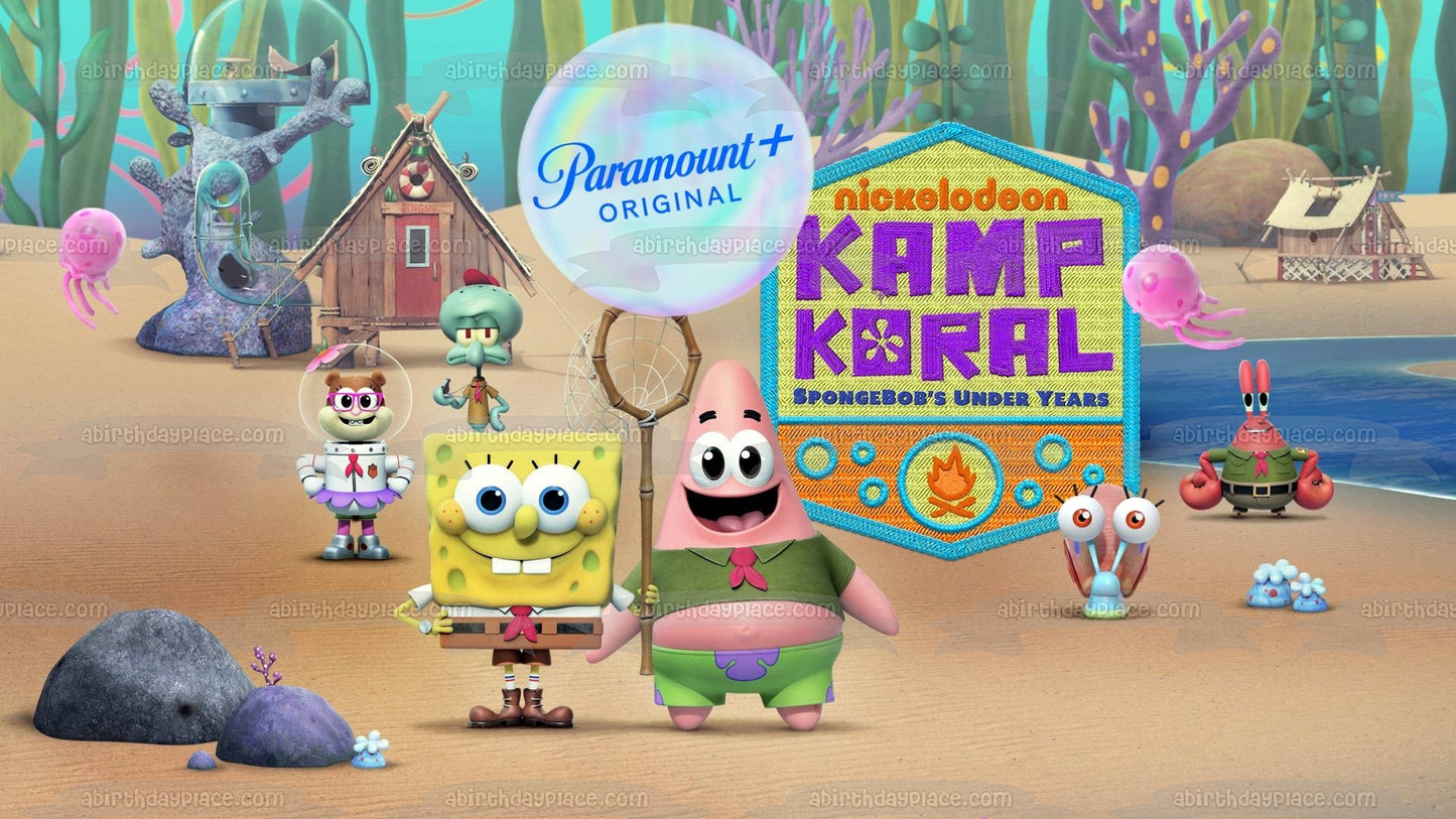 Kamp Koral: Los primeros años de Bob Esponja Sandy Patrick Squidword Mr. Krabs Gary Adorno comestible para tarta Imagen ABPID53867 