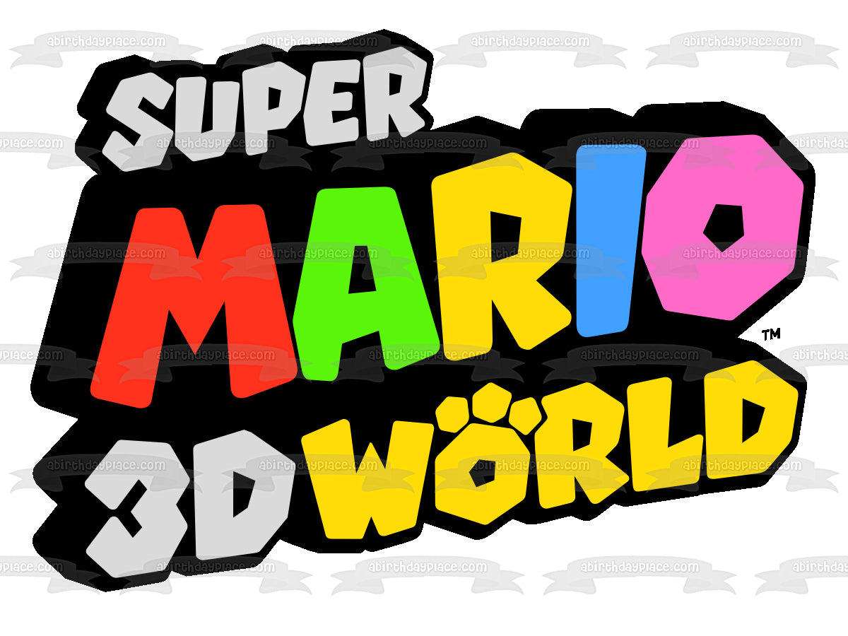 Imagen comestible para decoración de tarta con el logotipo mundial de Super Mario 3D ABPID53944 