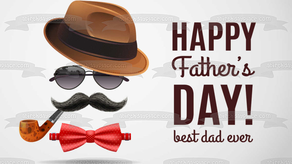 Father Day. Happy Father S Day. Dad with Hat, Mustache and Glasses