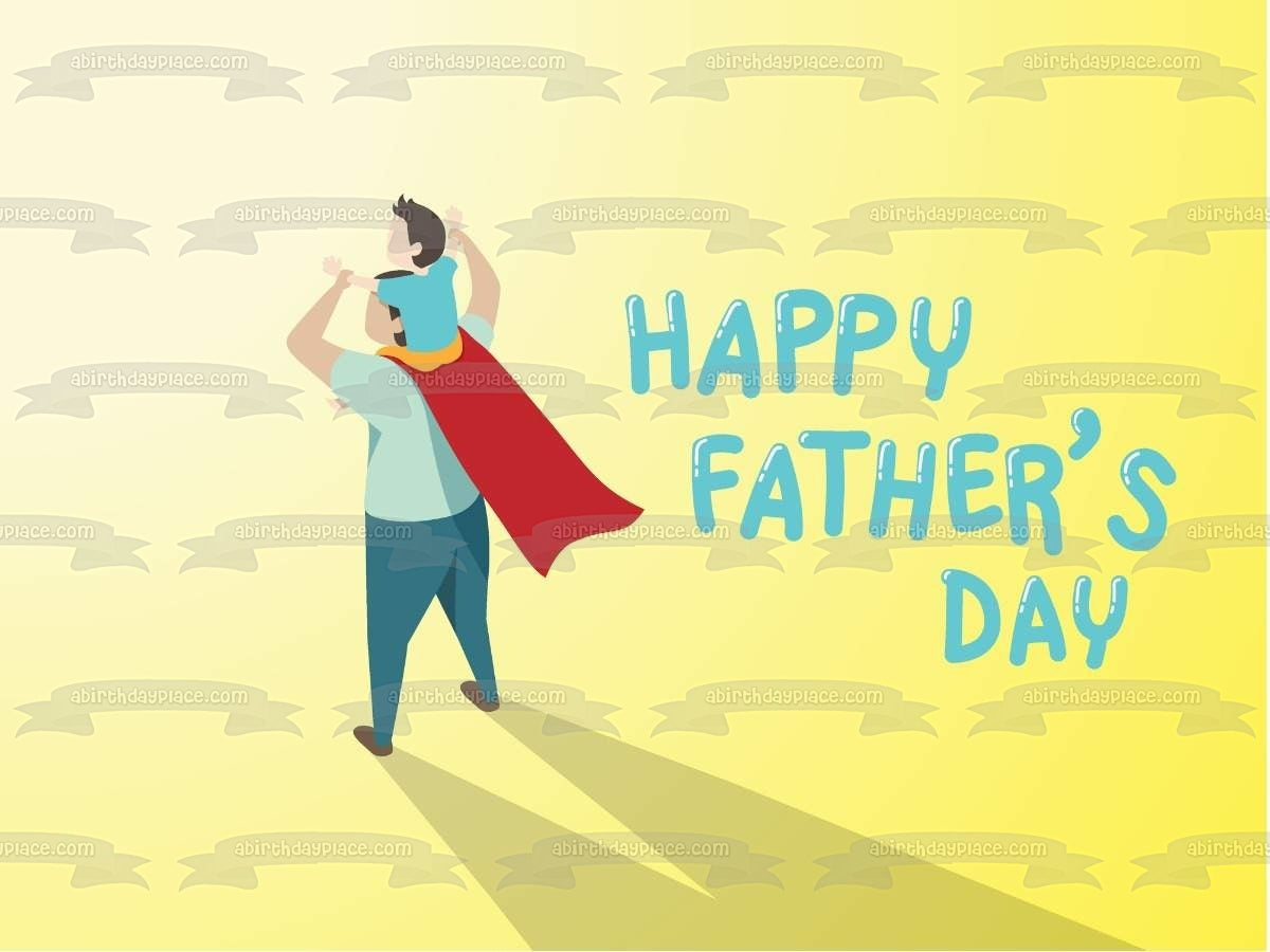 Happy Father's Day Father and Son Super Hero Cape Edible Cake Topper Image ABPID54039