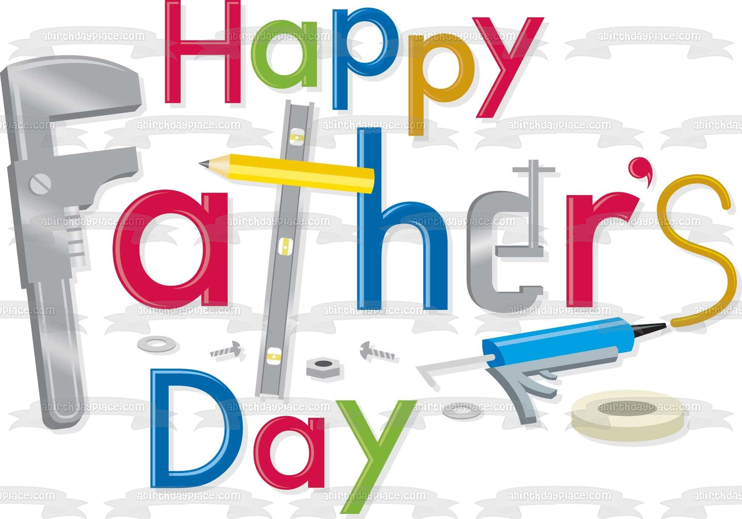 Happy Father's Day Assorted Tools Edible Cake Topper Image ABPID54047