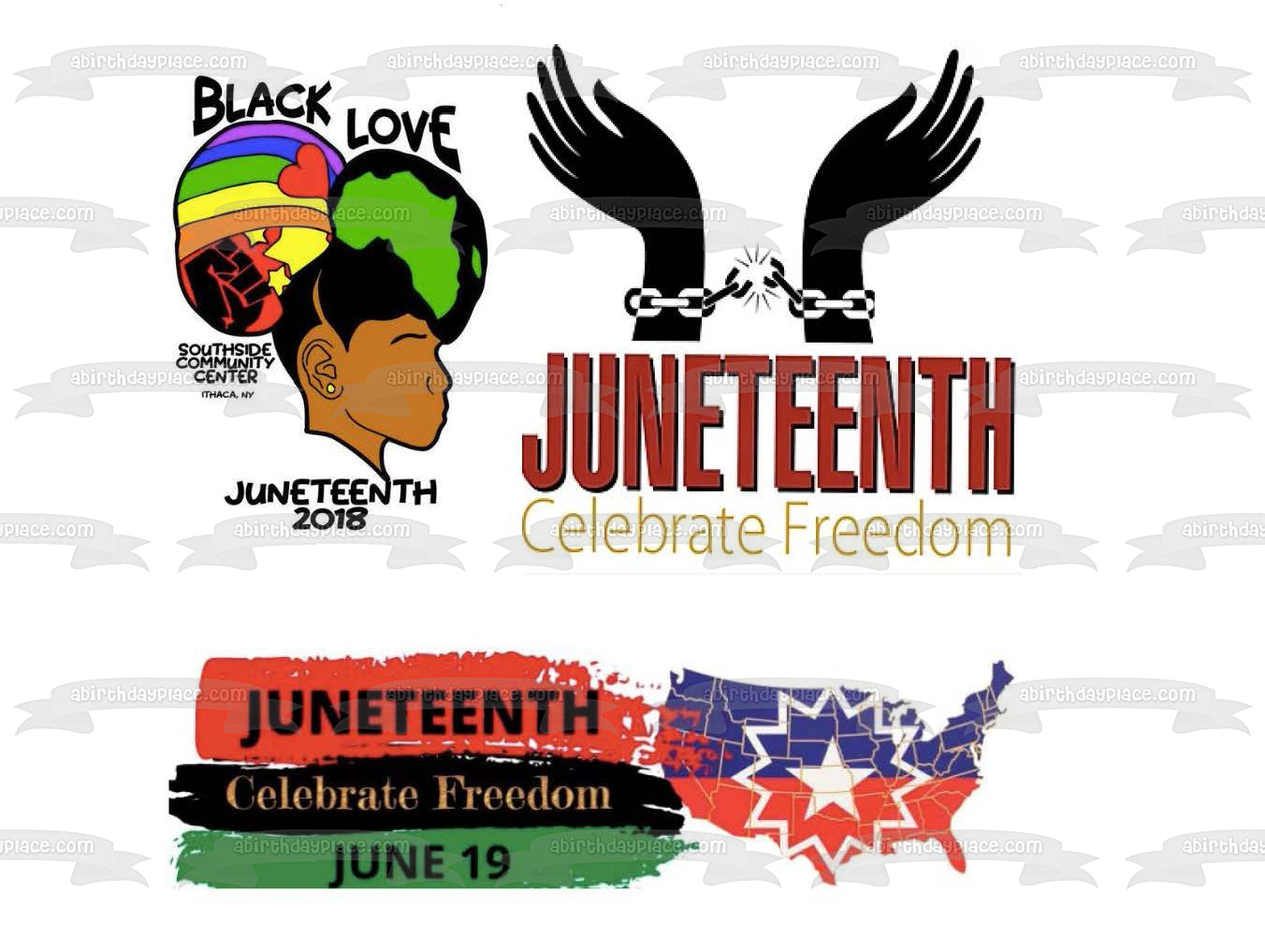 Juneteenth Día de la Libertad Amor Negro Celebrar la Libertad Estados Unidos de América Imagen comestible para tarta ABPID54110 