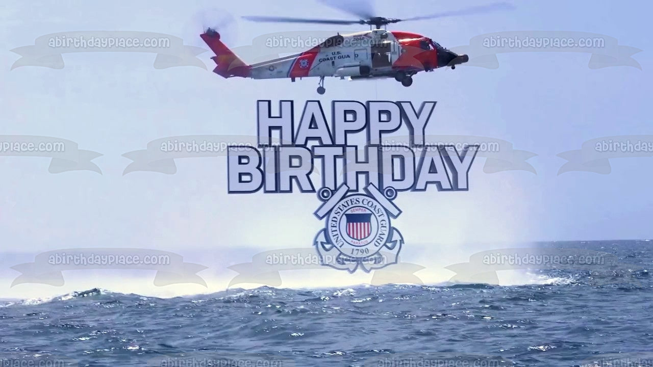 Happy Birthday U.S. Coast Guard Edible Cake Topper Image ABPID54151