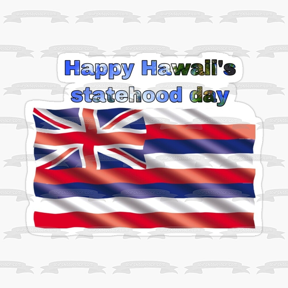 Imagen comestible para decoración de tarta con bandera del Día de la Estadidad de Hawaii, ABPID54175 