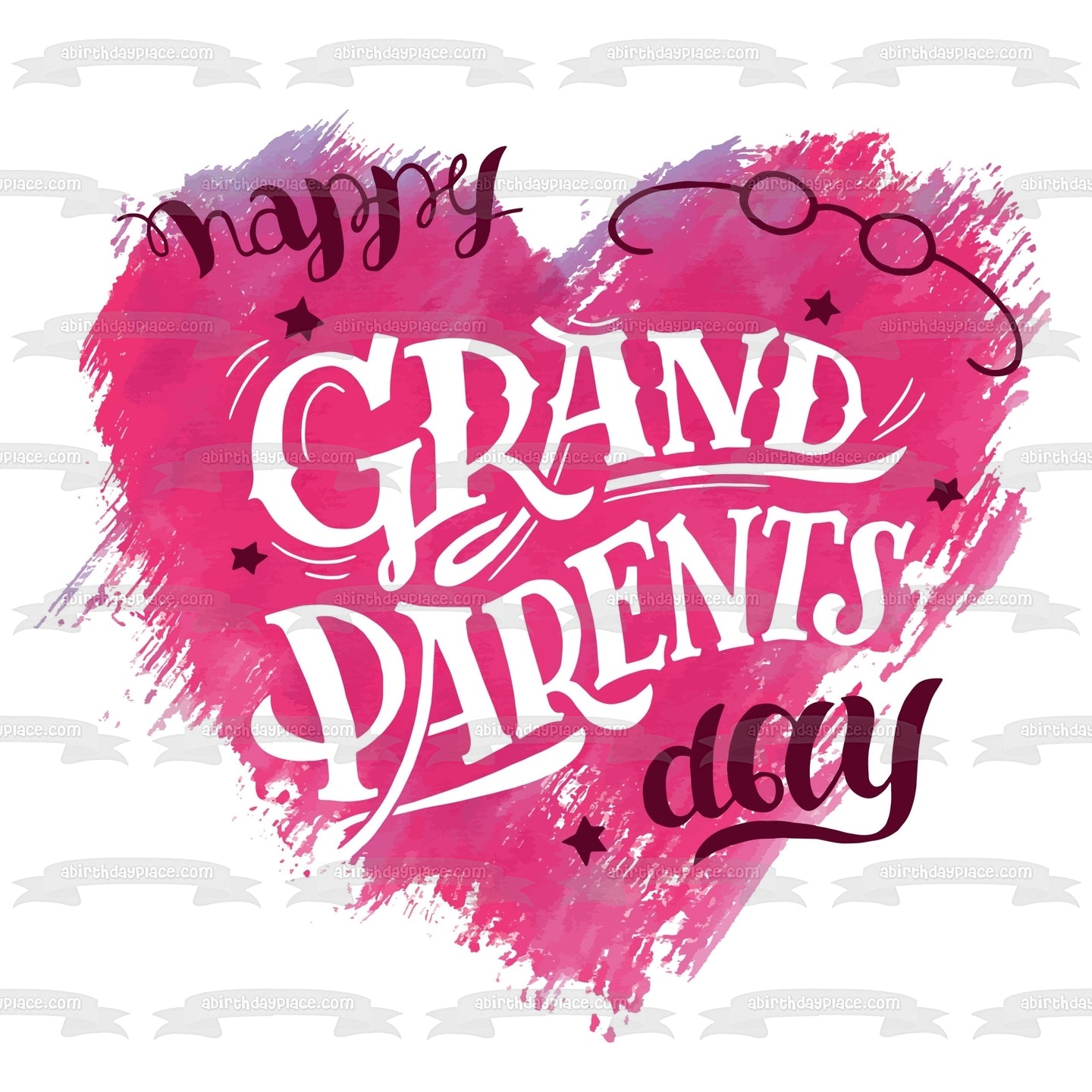 Happy Grandparents Day Pink Heart Edible Cake Topper Image ABPID54219