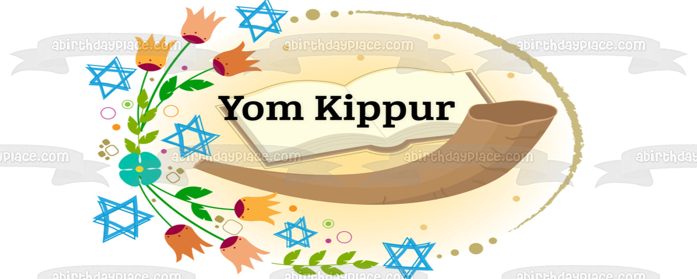 Decoración comestible para tarta con flores de las estrellas de David de Yom Kippur, imagen ABPID54222 