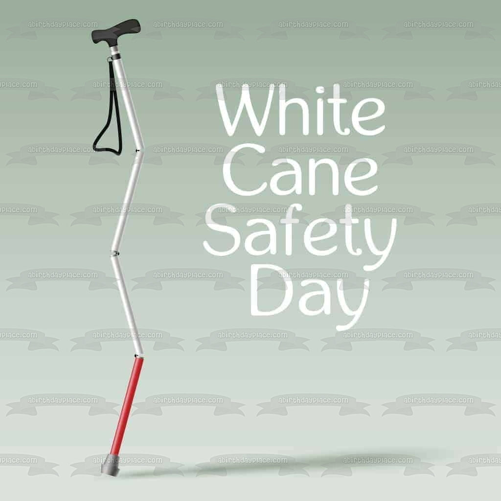 White Cane Safety Day Edible Cake Topper Image ABPID54288