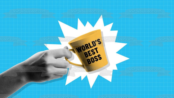 World's Best Boss Mug Happy Boss's Day Edible Cake Topper Image ABPID54292