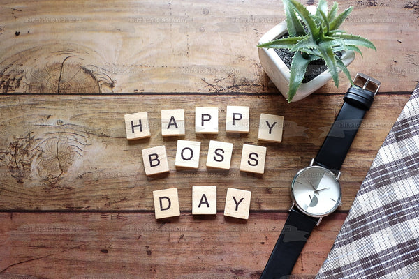 Happy Boss Day House Plant Watch Edible Cake Topper Image ABPID54298