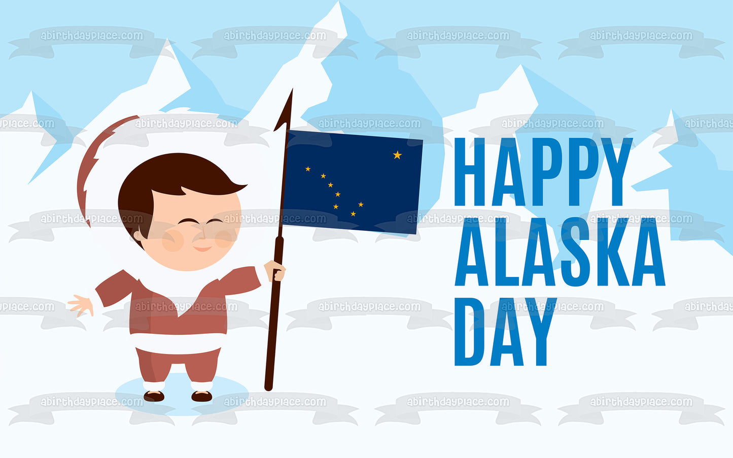 Happy Alaska Day Alaska State Flag Edible Cake Topper Image ABPID54305